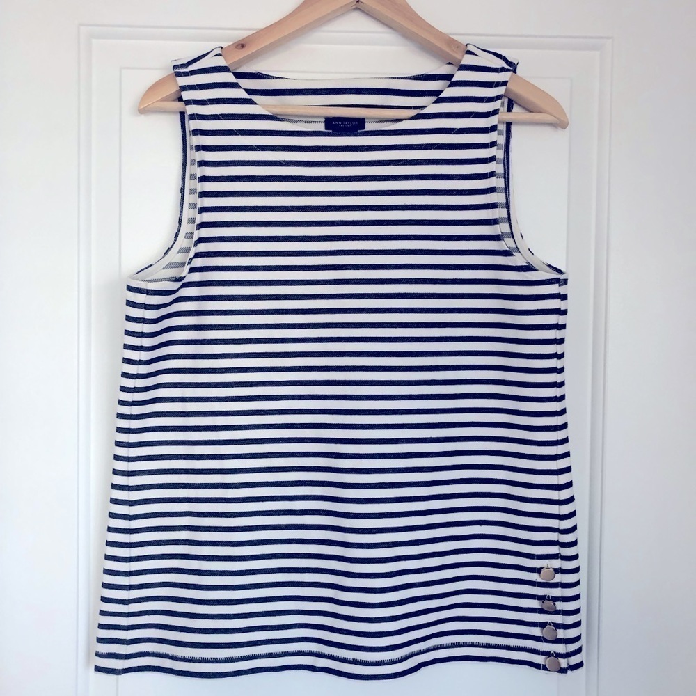Navy and White Striped Ann Taylor Tank